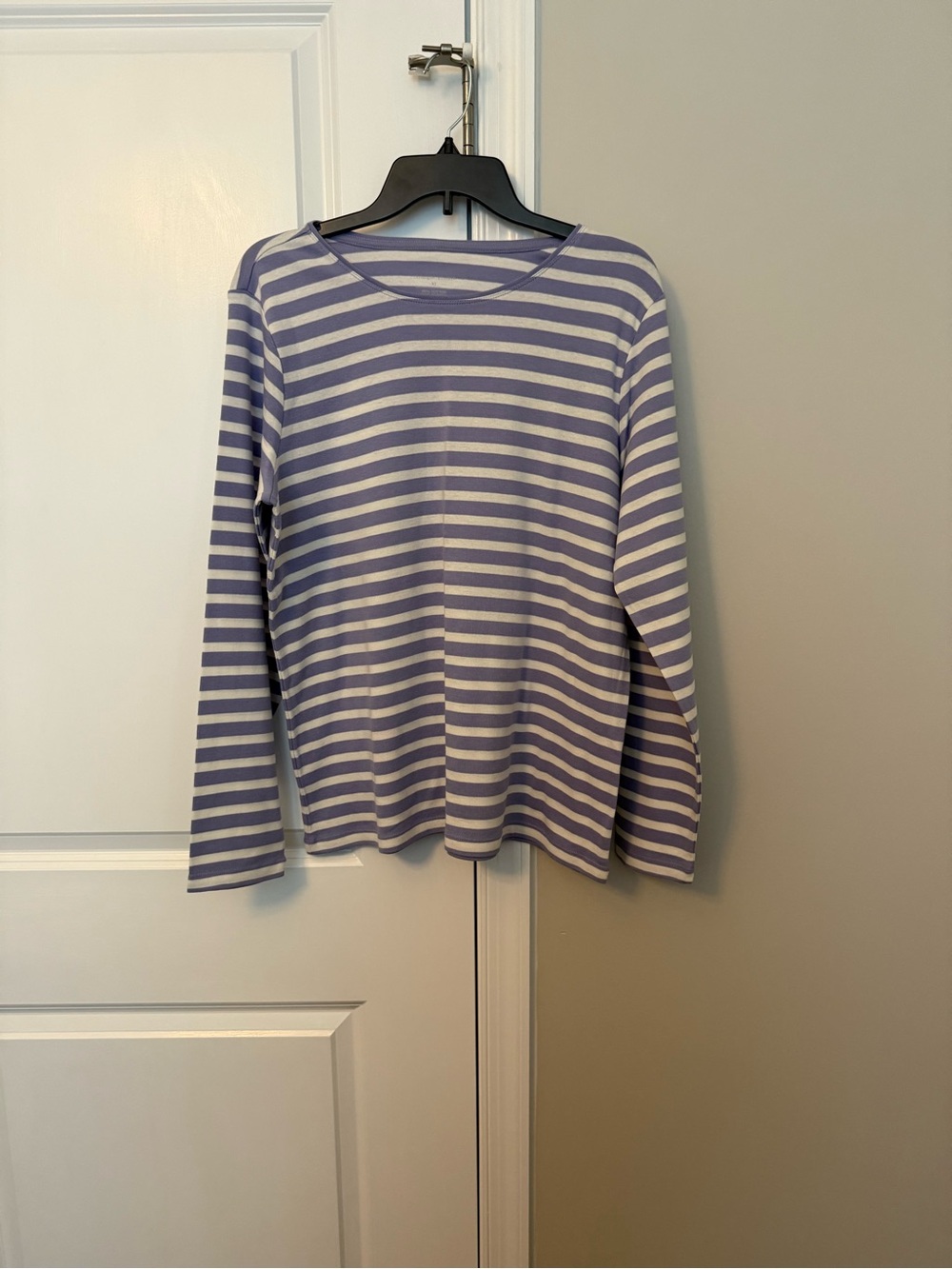Christopher & Banks Lavender and White Striped Long Sleeve Tee